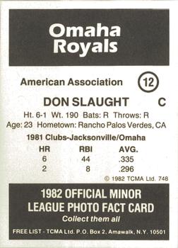 1982 TCMA Omaha Royals #12 Don Slaught Back