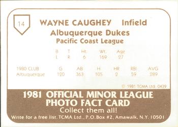 1981 TCMA Albuquerque Dukes #14 Wayne Caughey Back