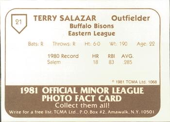 1981 TCMA Buffalo Bisons #21 Terry Salazar Back