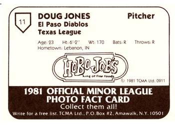 1981 TCMA El Paso Diablos #11 Doug Jones Back