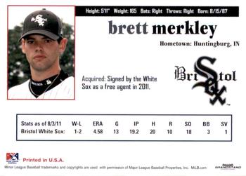 2011 Grandstand Bristol White Sox #NNO Brett Merkley Back