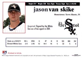2011 Grandstand Bristol White Sox #NNO Jason Van Skike Back