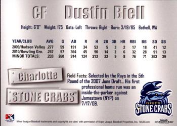 2011 Grandstand Charlotte Stone Crabs #3 Dustin Biell Back