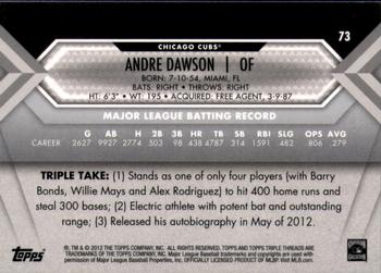 2012 Topps Triple Threads #73 Andre Dawson Back