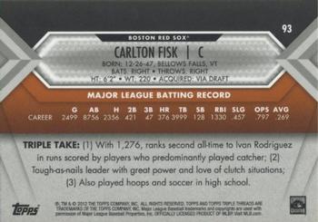 2012 Topps Triple Threads - Amber #93 Carlton Fisk Back