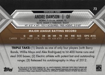 2012 Topps Triple Threads - Gold #73 Andre Dawson Back