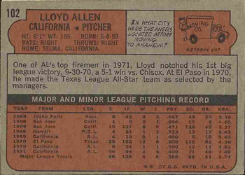 1972 Topps #102 Lloyd Allen Back