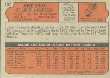 1972 Topps #107 Jose Cruz Back