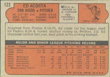 1972 Topps #123 Ed Acosta Back
