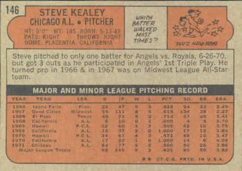 1972 Topps #146 Steve Kealey Back