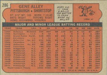 1972 Topps #286 Gene Alley Back