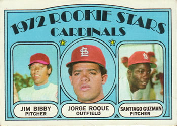 1972 Topps #316 Cardinals 1972 Rookie Stars (Jim Bibby / Jorge Roque / Santiago Guzman) Front