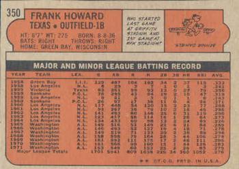 1972 Topps #350 Frank Howard Back