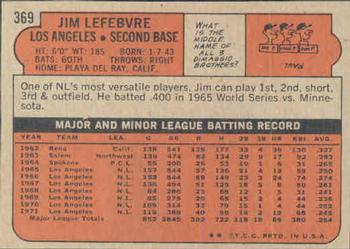 1972 Topps #369 Jim Lefebvre Back