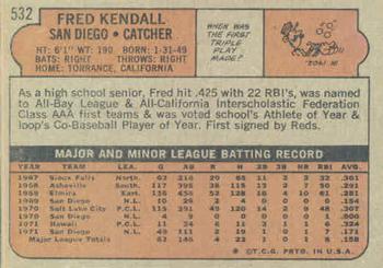 1972 Topps #532 Fred Kendall Back