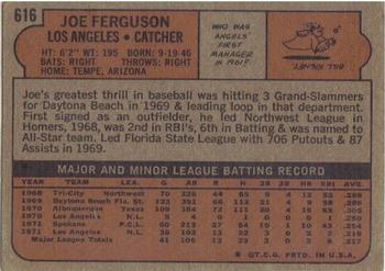 1972 Topps #616 Joe Ferguson Back