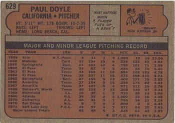 1972 Topps #629 Paul Doyle Back