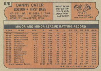1972 Topps #676 Danny Cater Back