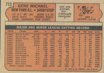 1972 Topps #713 Gene Michael Back