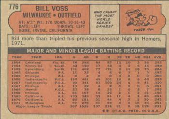1972 Topps #776 Bill Voss Back