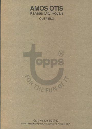 1980 Topps Superstar Photos (Gray Backs) #50 Amos Otis Back