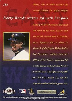 1997 New Pinnacle #184 Barry Bonds Back