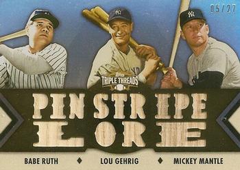 2012 Topps Triple Threads - Relic Combos #TTRC-17 Babe Ruth / Lou Gehrig / Mickey Mantle Front