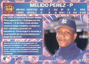1996 Pacific Crown Collection #377 Melido Perez Back