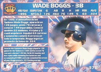 1996 Pacific Crown Collection #378 Wade Boggs Back
