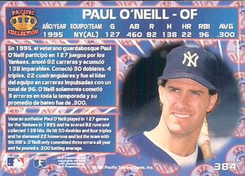 1996 Pacific Crown Collection #384 Paul O'Neill Back
