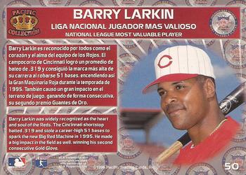1996 Pacific Crown Collection #50 Barry Larkin Back