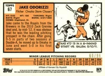 2012 Topps Heritage Minor League - Black #67 Jake Odorizzi Back