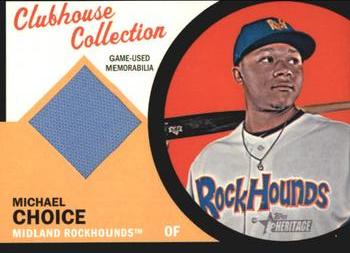 2012 Topps Heritage Minor League - Clubhouse Collection Relics Black #CCR-MC Michael Choice Front