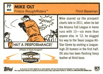 2012 Topps Heritage Minor League - Prospect Performers #PPMO Mike Olt Back