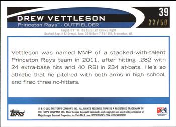 2012 Topps Pro Debut - Gold #39 Drew Vettleson Back