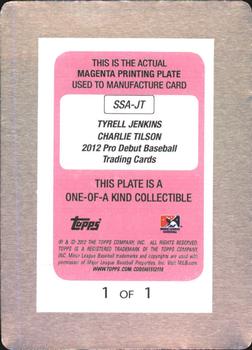 2012 Topps Pro Debut - Side By Side Dual Autographs Printing Plates Magenta #SSA-JT Tyrell Jenkins / Charlie Tilson Back