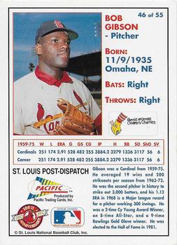 1992 Pacific McDonald's St. Louis Cardinals #46 Bob Gibson Back