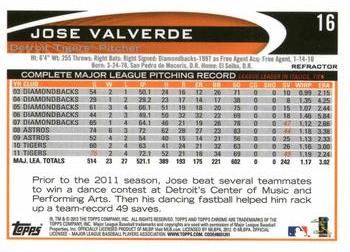 2012 Topps Chrome - Orange Refractors #16 Jose Valverde Back