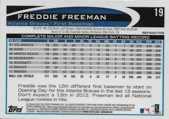 2012 Topps Chrome - Orange Refractors #19 Freddie Freeman Back