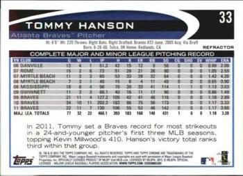 2012 Topps Chrome - Orange Refractors #33 Tommy Hanson Back