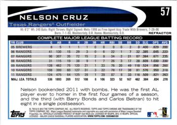2012 Topps Chrome - Orange Refractors #57 Nelson Cruz Back