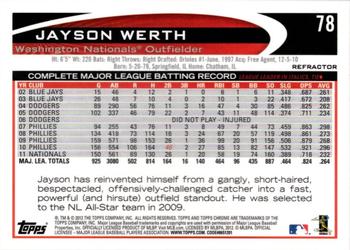 2012 Topps Chrome - Orange Refractors #78 Jayson Werth Back