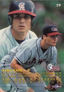1996 Fleer Excel #29 Ryan Kane Back