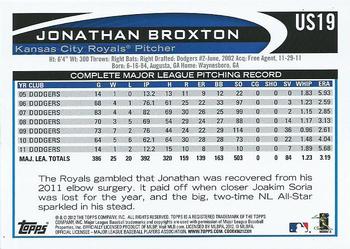 2012 Topps Update #US19 Jonathan Broxton Back