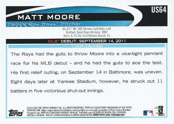 2012 Topps Update #US64 Matt Moore Back