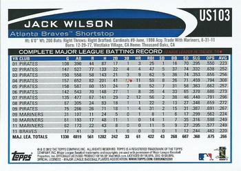 2012 Topps Update #US103 Jack Wilson Back