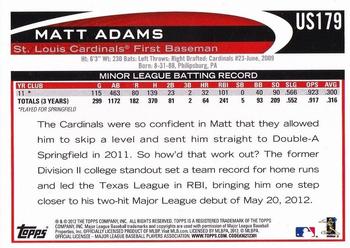 2012 Topps Update #US179 Matt Adams Back