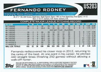 2012 Topps Update #US203 Fernando Rodney Back