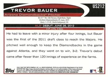 2012 Topps Update #US212 Trevor Bauer Back