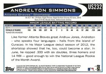 2012 Topps Update #US232 Andrelton Simmons Back